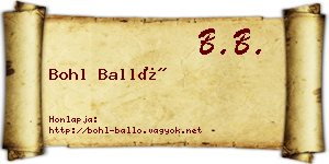 Bohl Balló névjegykártya